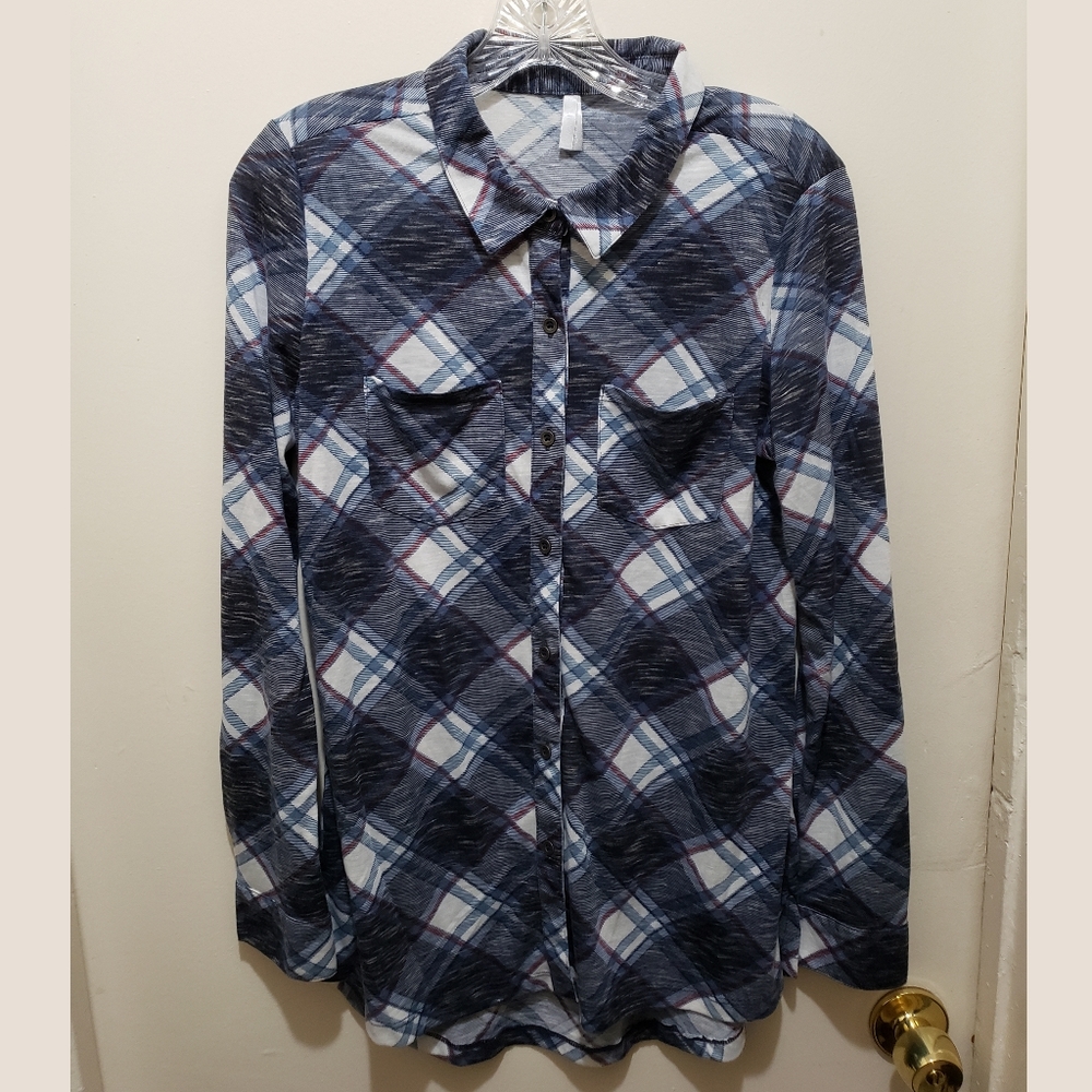 Soft Two-Pocket Button Down Plaid Shirt - image 1